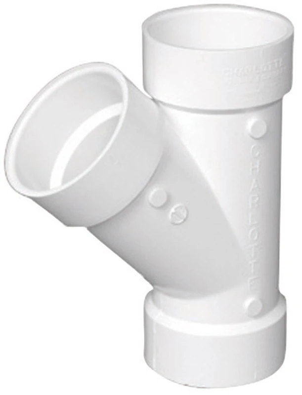 Schedule 40 DWV Plastic Wye, PVC, 2 In.
