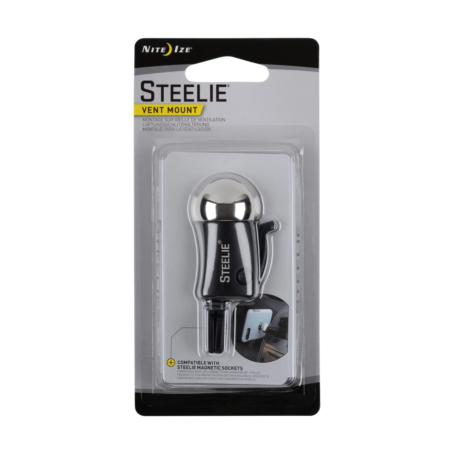 Steelie Black/silver Cell Phone Car Vent Mount For All Mobile Devices