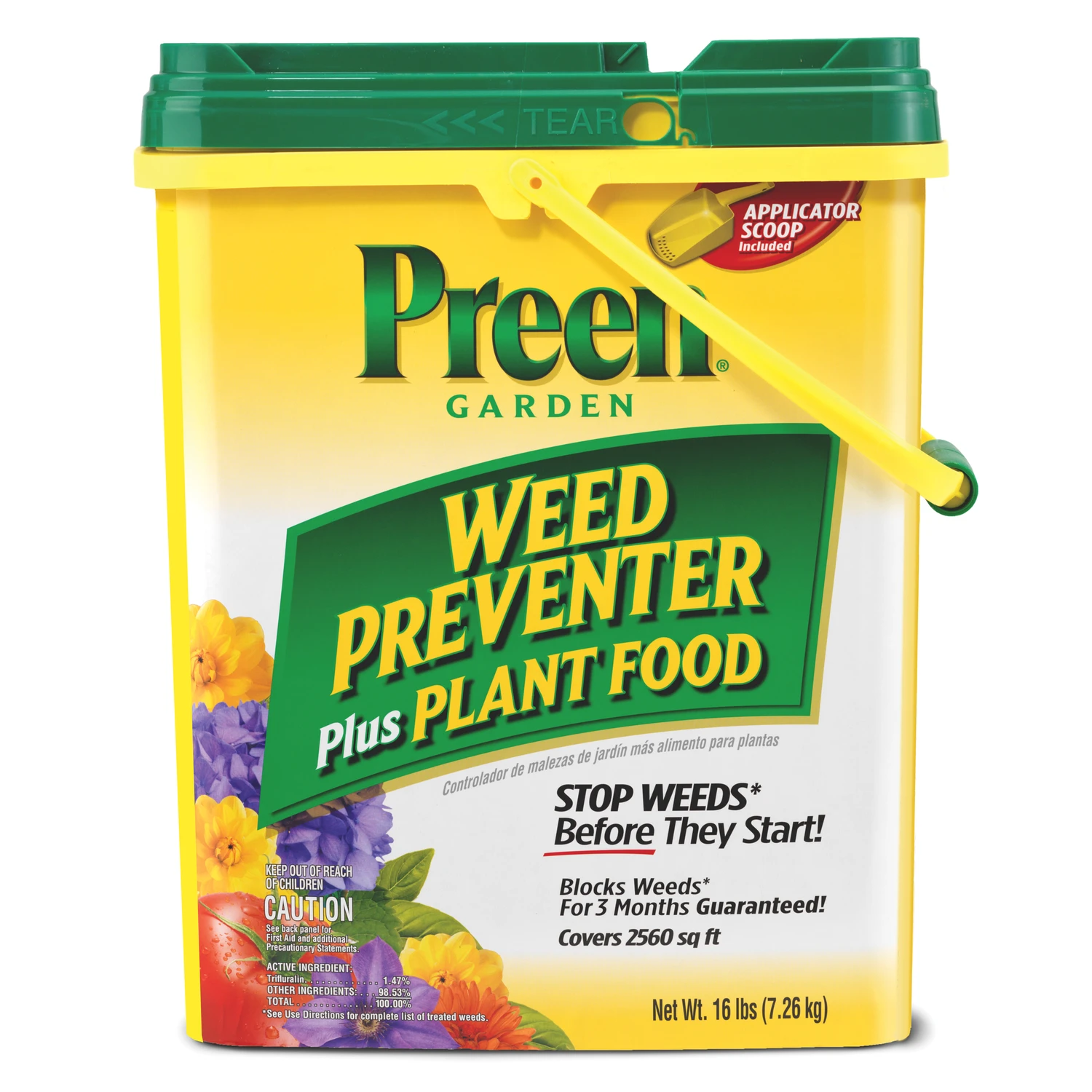Granules Weed Preventer Plus Plant Food 16 Lb - Covers 2560 Sq Ft