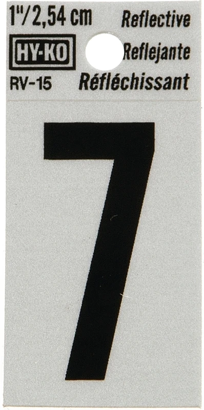 1 In. Reflective Adhesive Number Seven - Weather-resistant Vinyl Sign