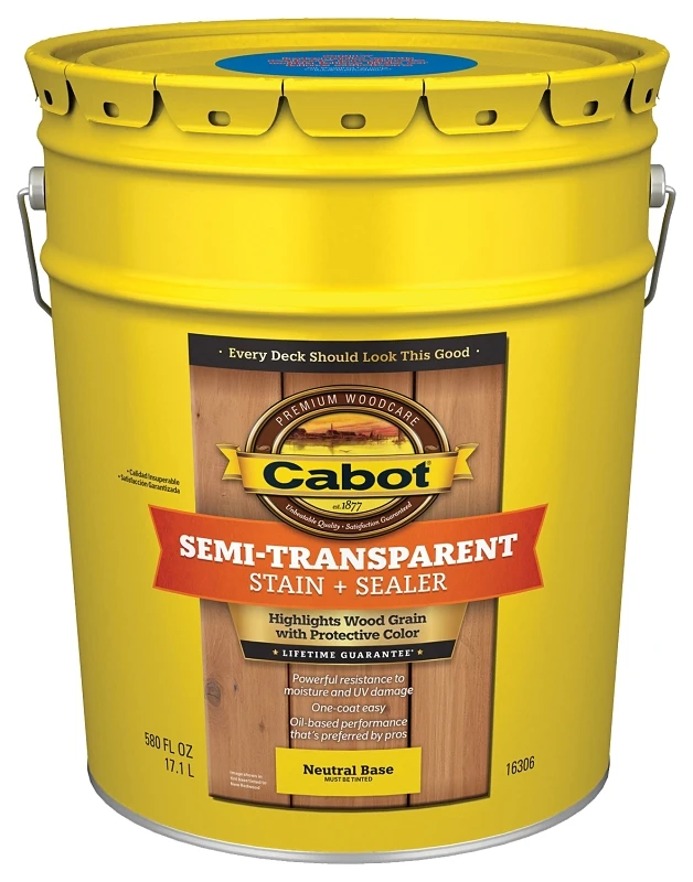 Semi-transparent Low Voc Tintable Neutral Base Stain And Sealer 5 Gallon