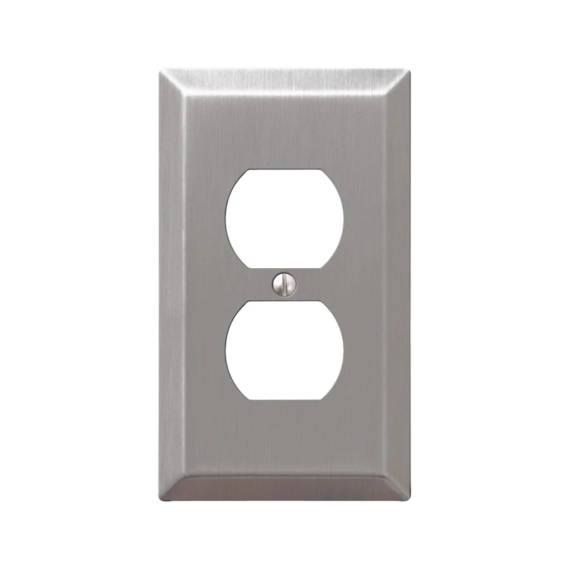 Century Outlet Wall Plate, Brushed Nickel, Steel, 1 Duplex