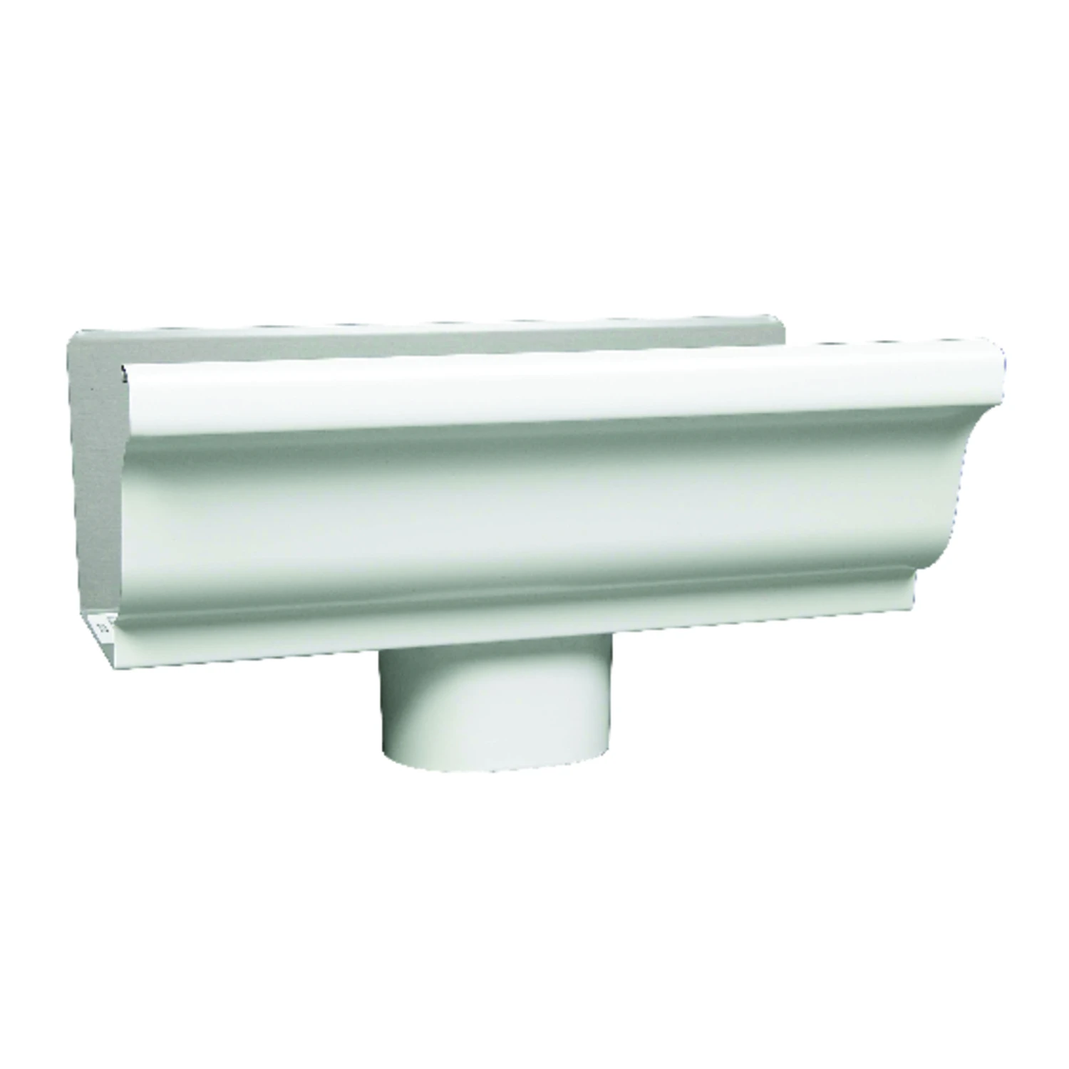 3.5 In. H X 5 In. W X 10 In. L White Aluminum K Style Gutter End With Drop