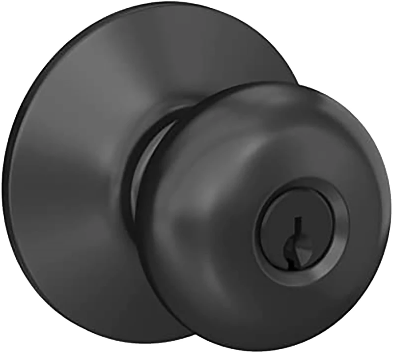 Plymouth Matte Black Keyed Entry Door Knob Lock