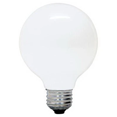 Decorative Globe Light Bulb, White, 3 In. Diam., 25 Watt
