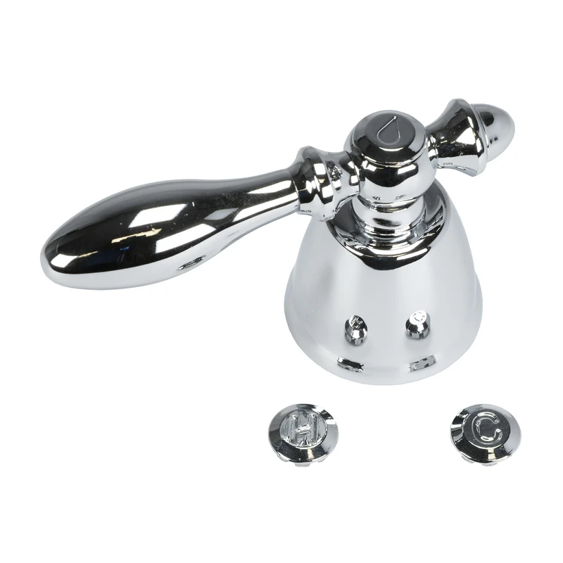 Universal Chrome Lever Faucet Handle With Hot, Cold, And Diverter Buttons