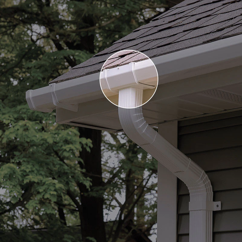 Duraspout Gutter Drop Outlet, 2 In. H X 5 In. W X 6 In. L, White