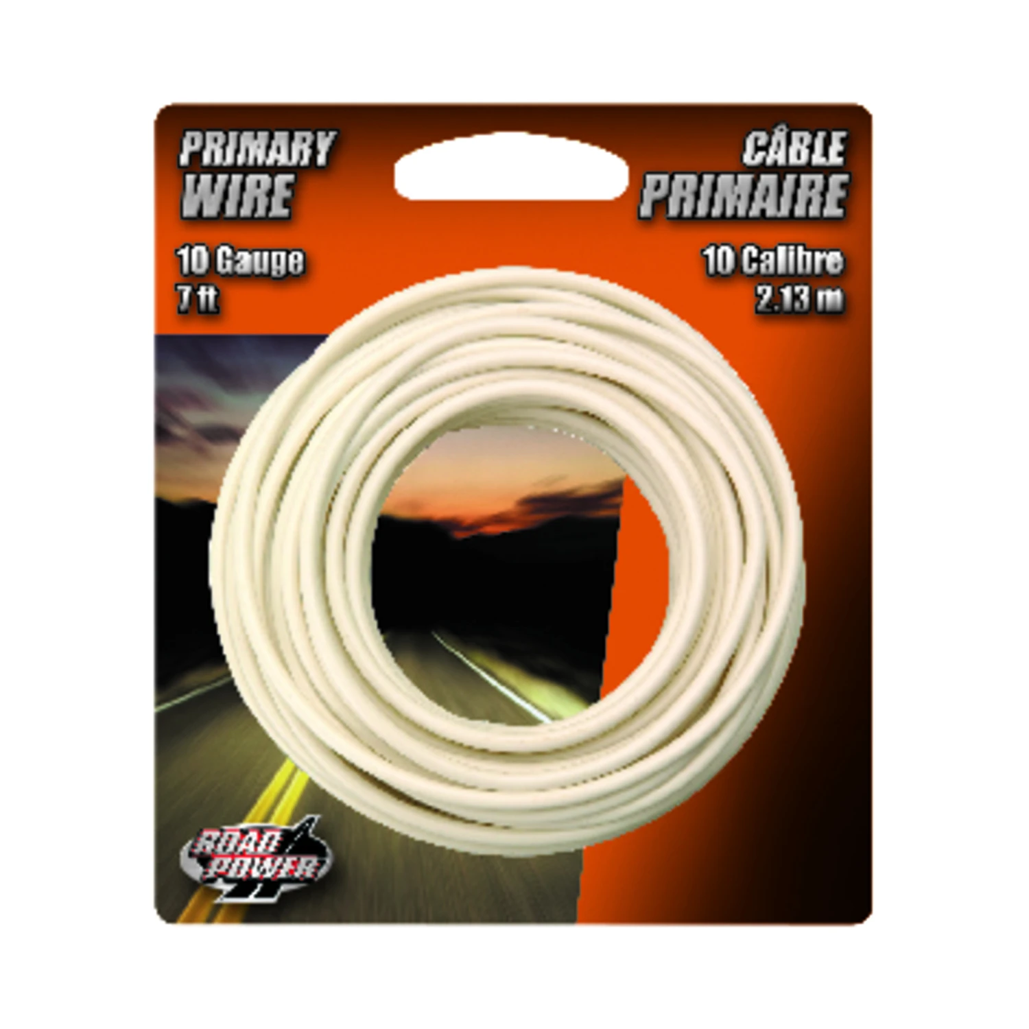 7 Ft. 10 Ga. Pvc-coated Primary Wire, White - Durable Automotive Wiring