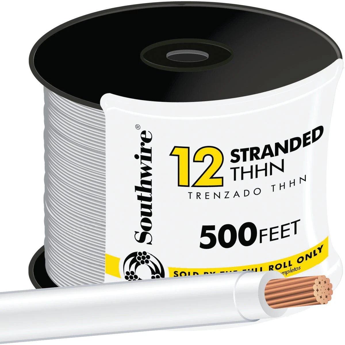 500 Ft. 12 Awg Stranded White Thhn Electrical Wire - Ul Listed