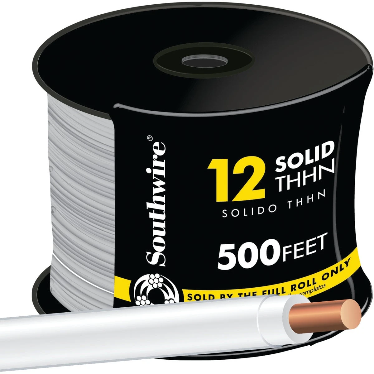 500 Ft. 12 Awg Solid White Thhn Electrical Wire - Ul Listed