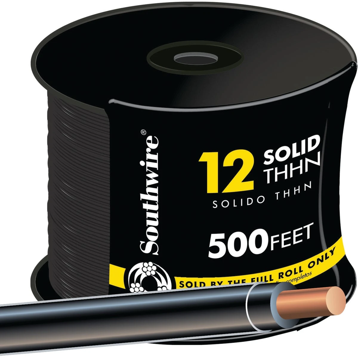 500 Ft. 12 Awg Solid Black Thhn Electrical Wire - Ul Listed