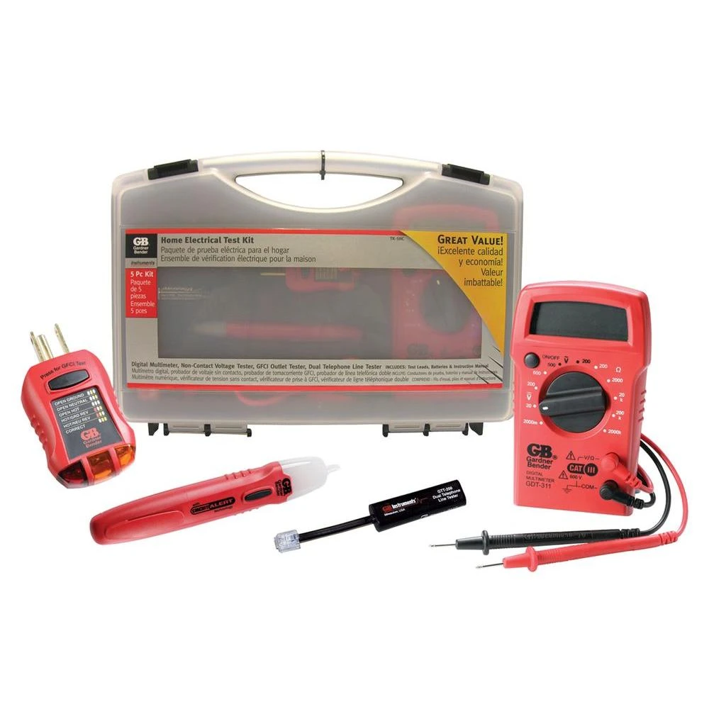 Tk-5hcn Electrical Test Kit - Digital Multi-meter, Non-contact & Gfci Testers