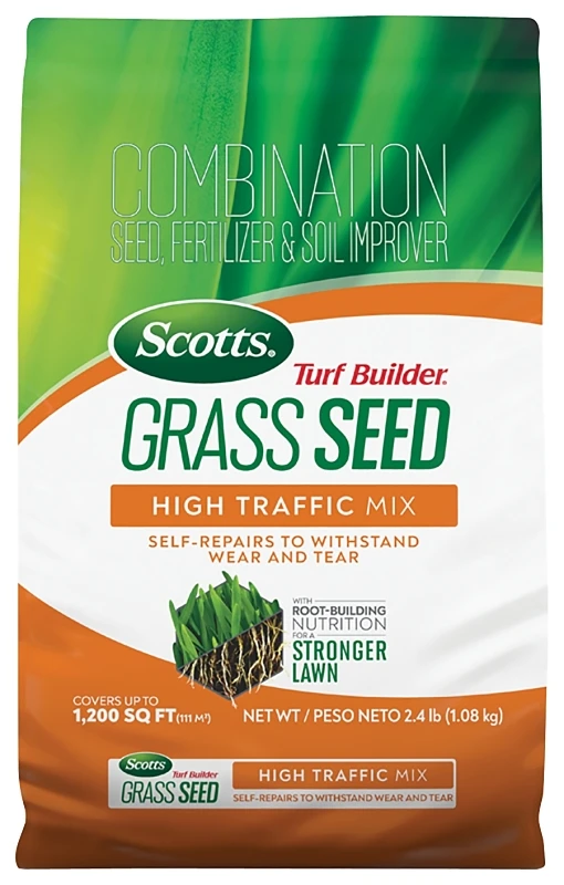 Turf Builder 2.4 Lb. High Traffic Mix Grass Seed, Fertilizer & Soil Improver