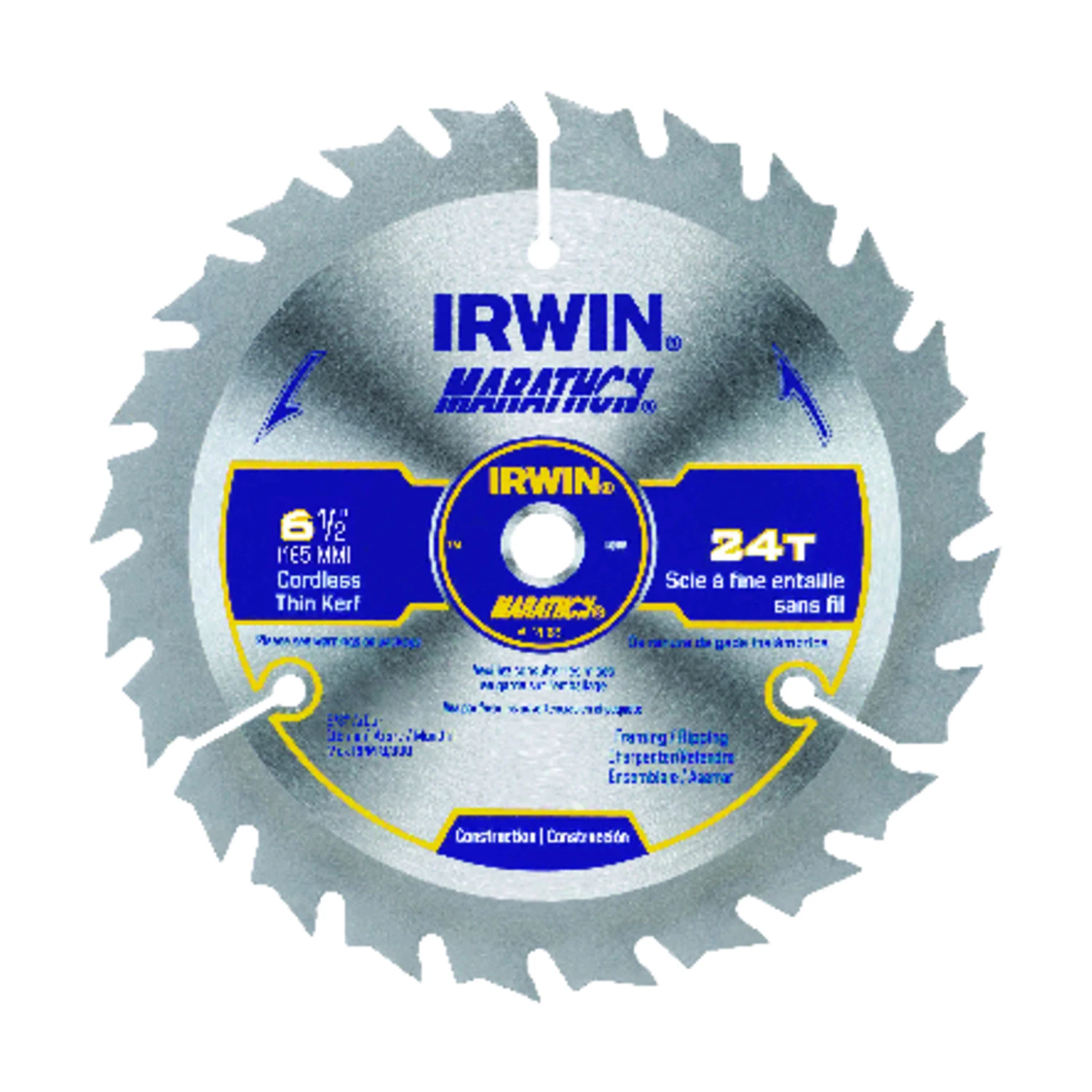 Irwin Marathon 6-1/2 in. D X 5/8 in. Carbide Circular Saw Blade 24 teeth 1 pk