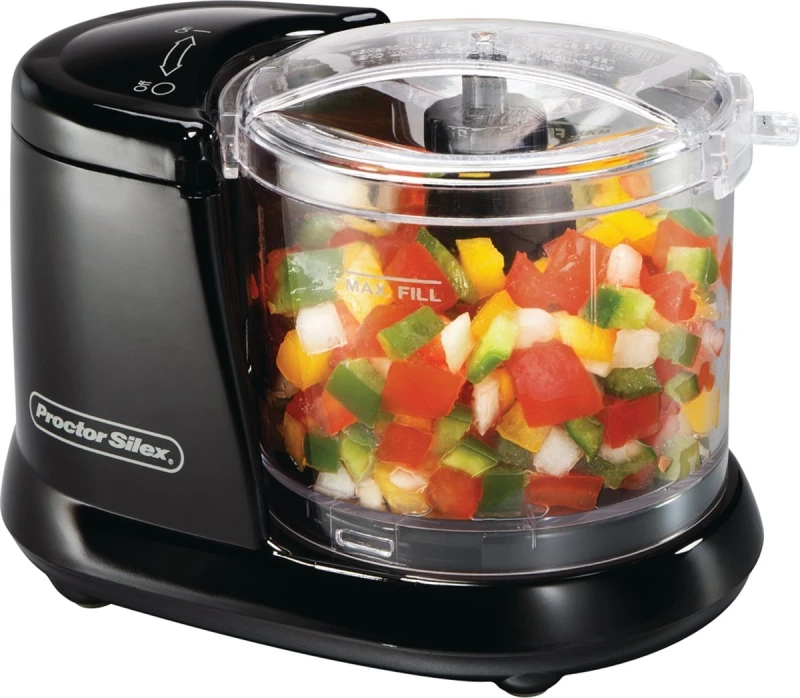1.5 Cup Matte Black Food Chopper With Stainless Steel Blades