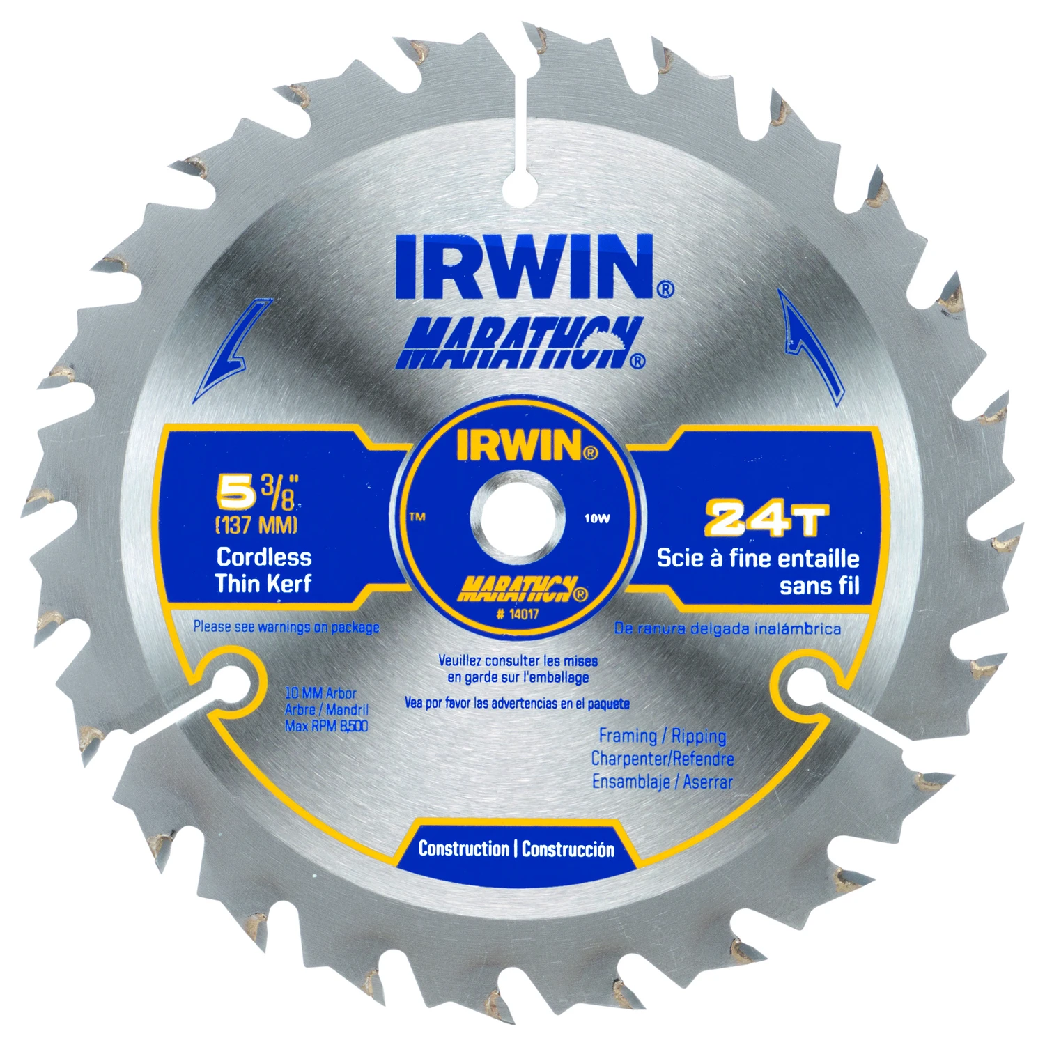 5-3/8 In. 24-tooth Carbide Circular Saw Blade, 10 Mm Arbor, 1 Pk