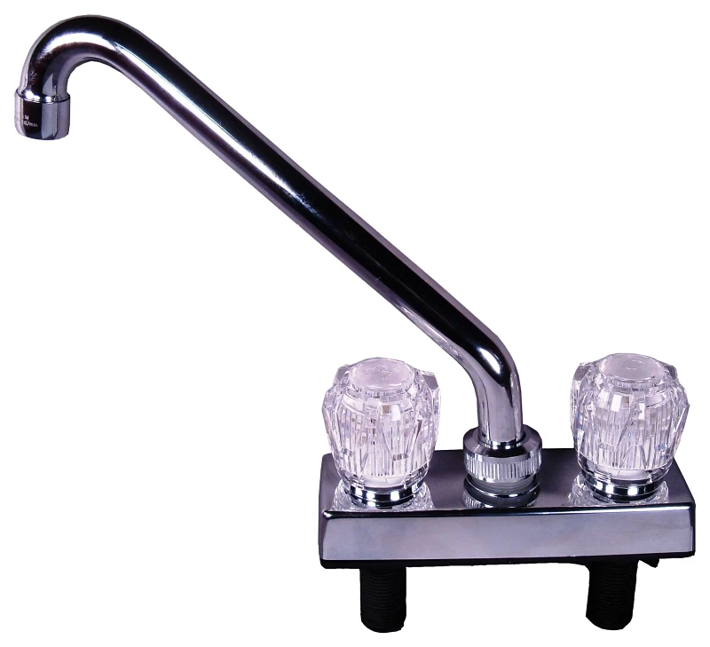 RV Deck Faucet, 4 In. Inlet, 8 In. Spout, Chrome Plastic
