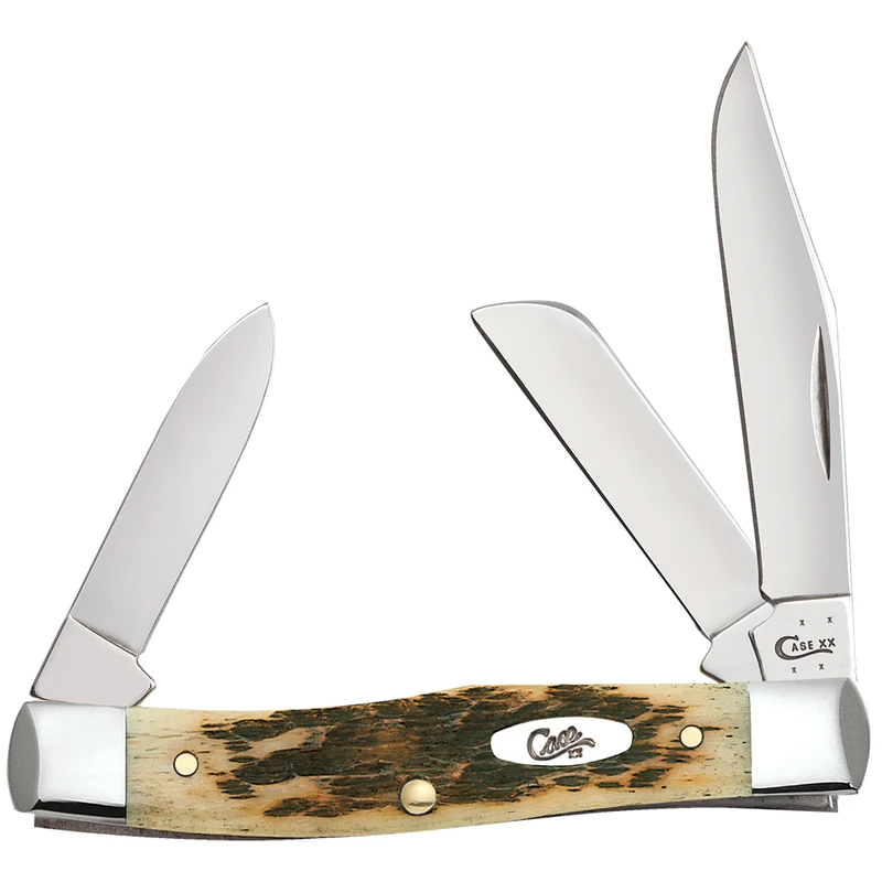 Stockman 3-blade Pocket Knife, 3-5/8 In. Amber Bone Handle