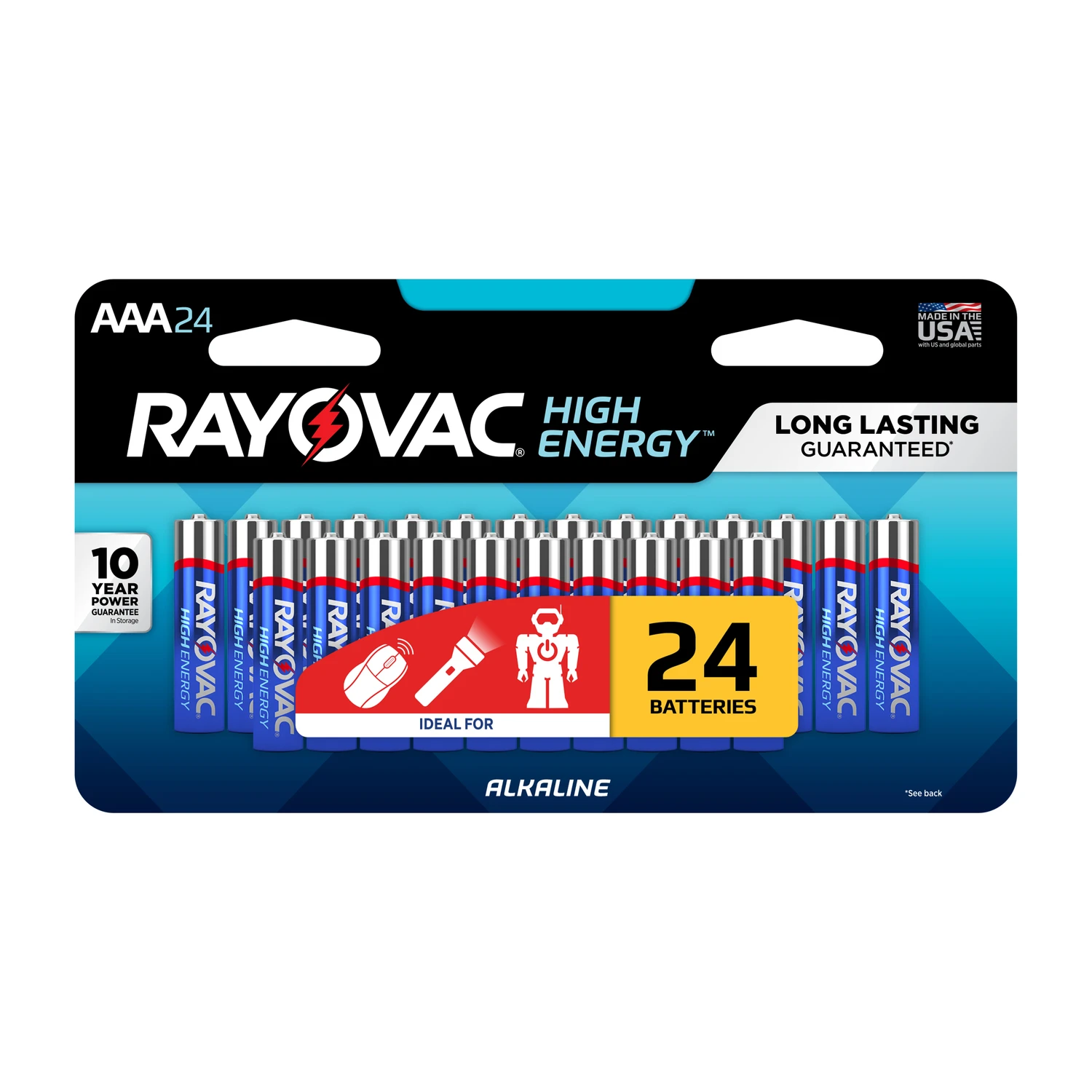 High Energy AAA (Triple A) Alkaline Batteries, 24 Pack