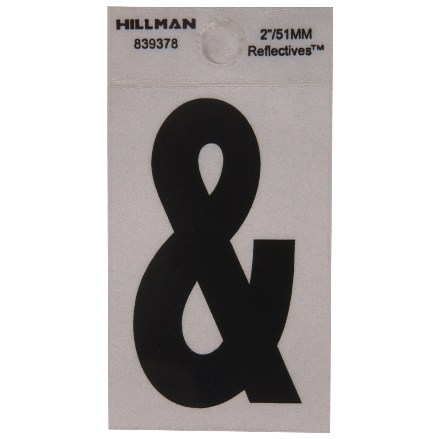 Reflective Adhesive Ampersand &, Black and Silver, 2-In.