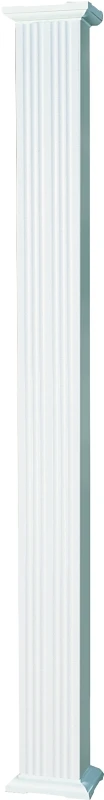 8 Inch X 8 Foot Gloss White Fluted Square Aluminum Column With Cap And Base