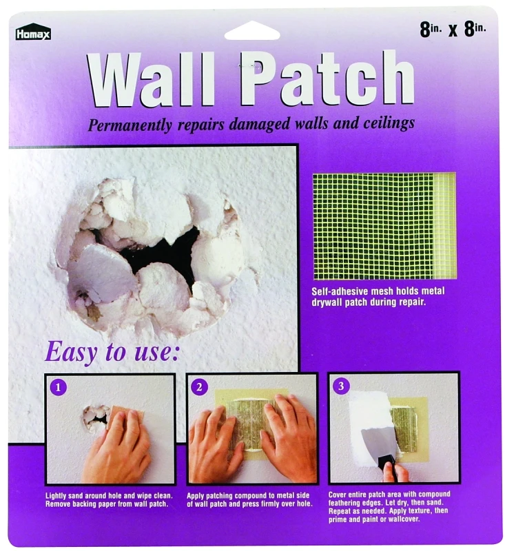 8 In. L X 8 In. W Reinforced Metal Self-adhesive Wall Repair Patch