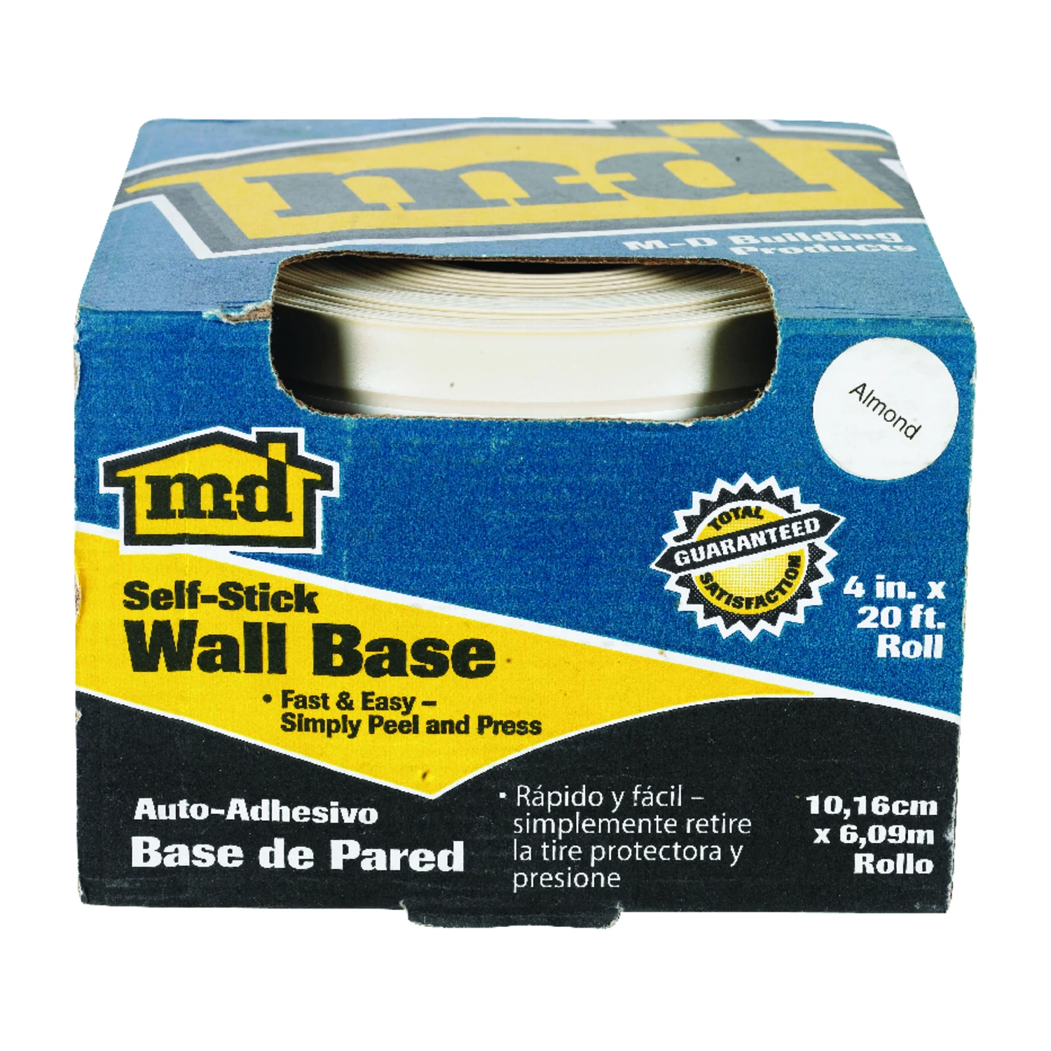 M-d 20 Ft. L Prefinished Almond Vinyl Wall Base - Self-adhesive Cove Moulding