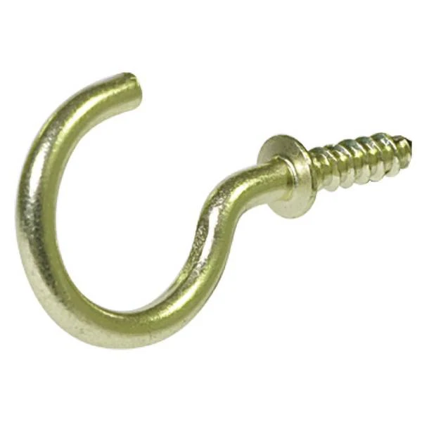 3/4 Solid Brass Cup Hook Hillman Hooks and Eyes 851850 008236911701