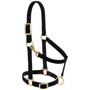 Adjustable Nylon Horse Halter, Large Size, Black With Throat Snap