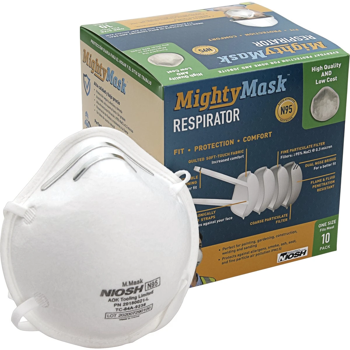 N95 3D Face Mask, Non Medical, No Valve, Large