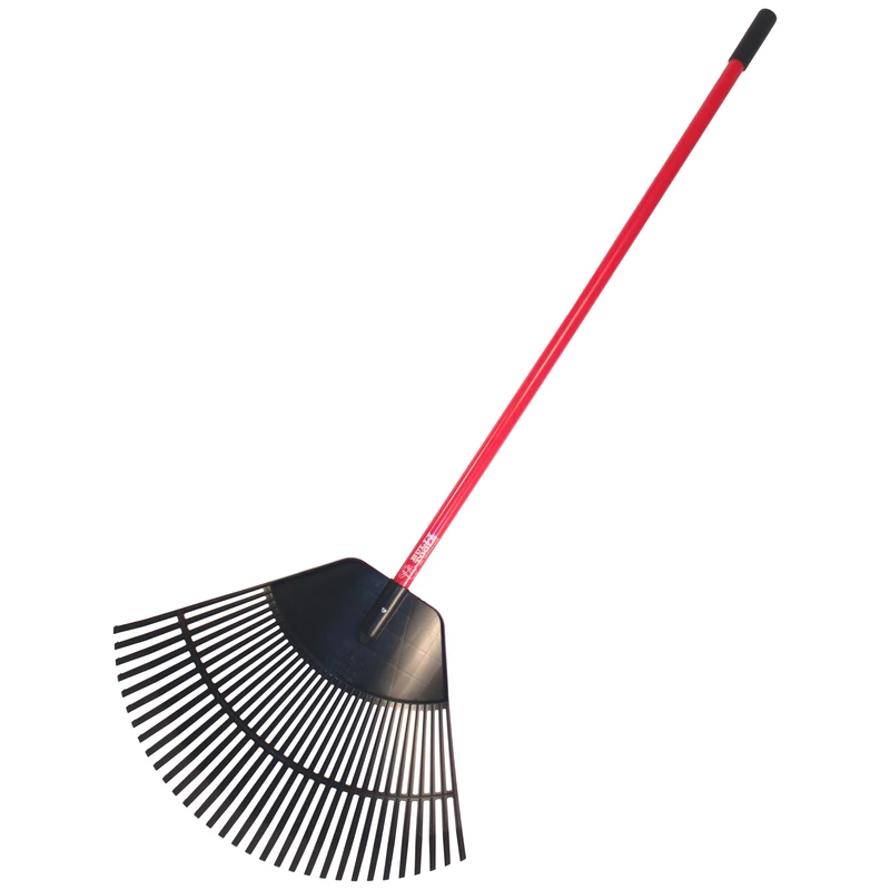 30 Inch Poly Leaf Rake with Durable Fiberglass Handle for Lightweight Yard Cleanup