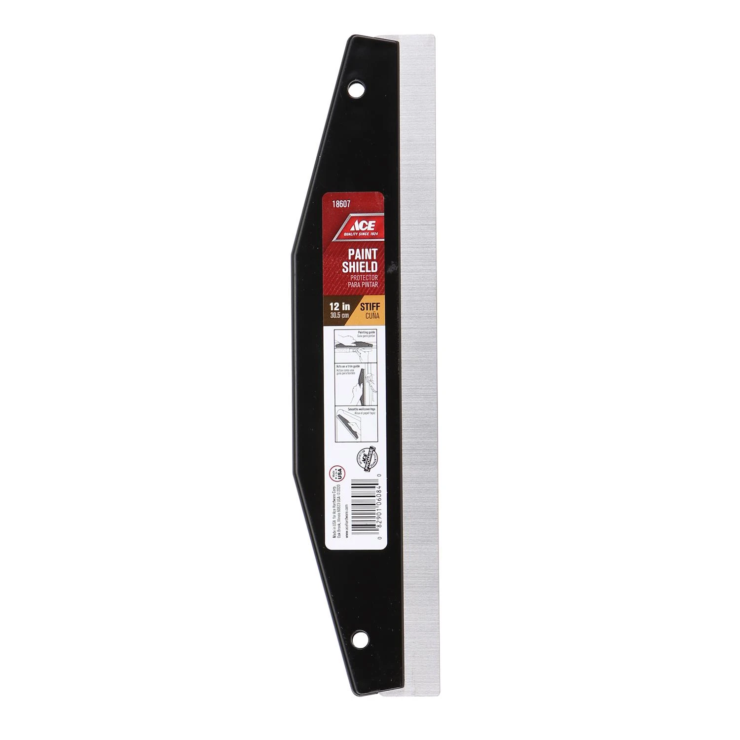 12 Inch Black Plastic And Steel Paint Shield With Stainless Steel Edge Trim