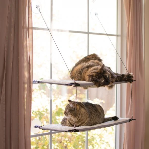 Grey Window Double Lounger Cat Perch, 12" L X 23" W