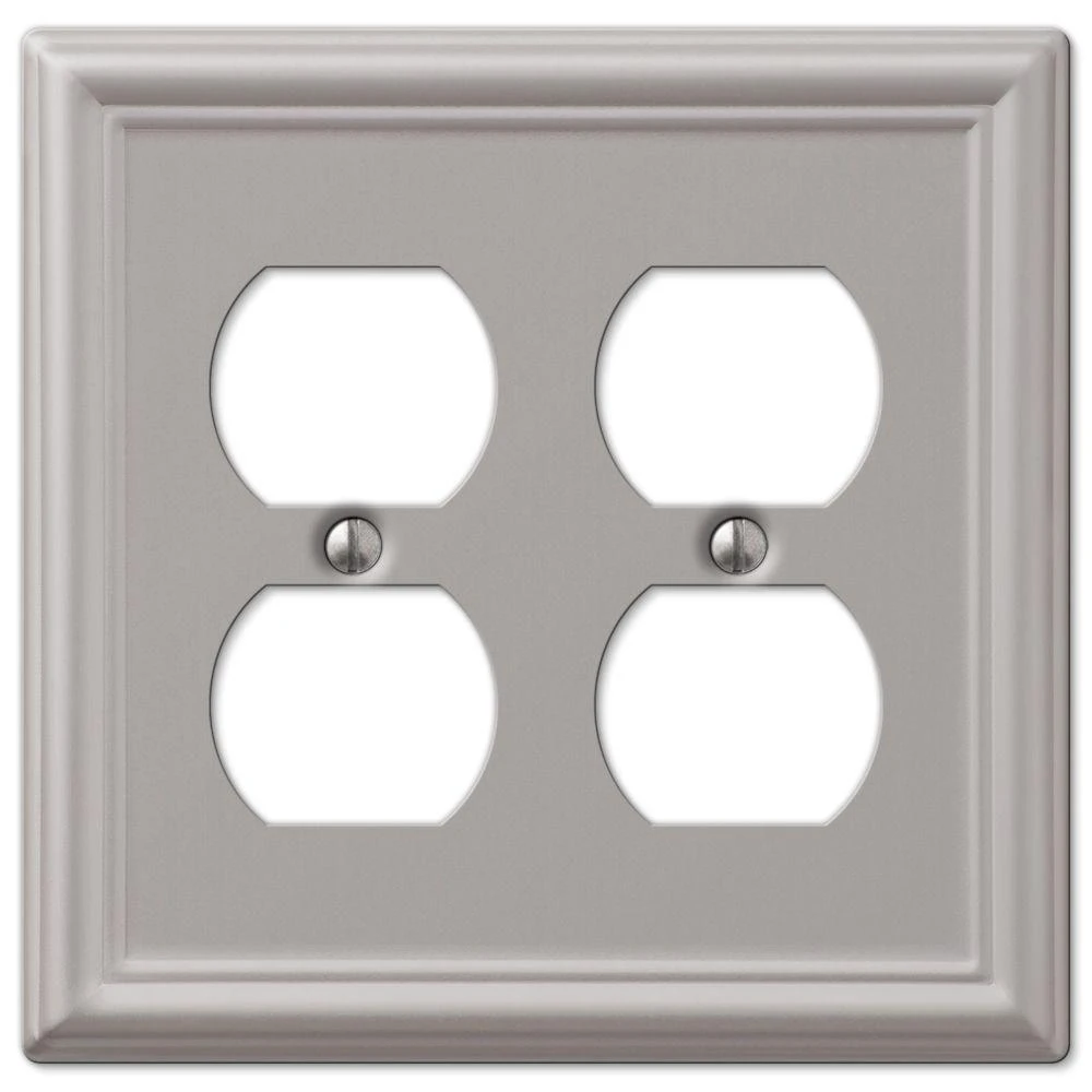 Chelsea Brushed Nickel Steel Wall Plate for Two Duplex Outlets