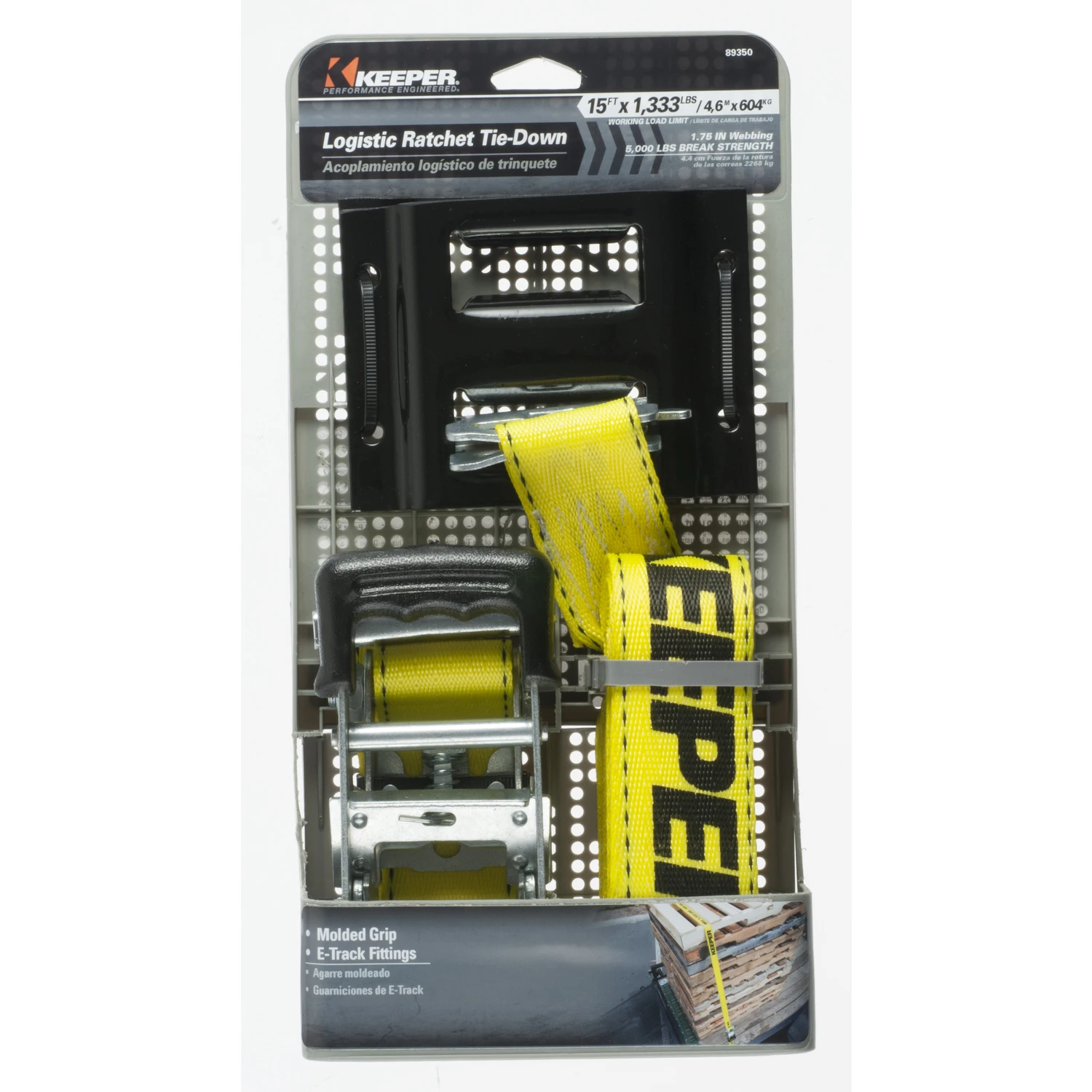 Logistics Ratchet Tie Down w/2 E-track Fittings, 1.75-In. x 15-Ft.