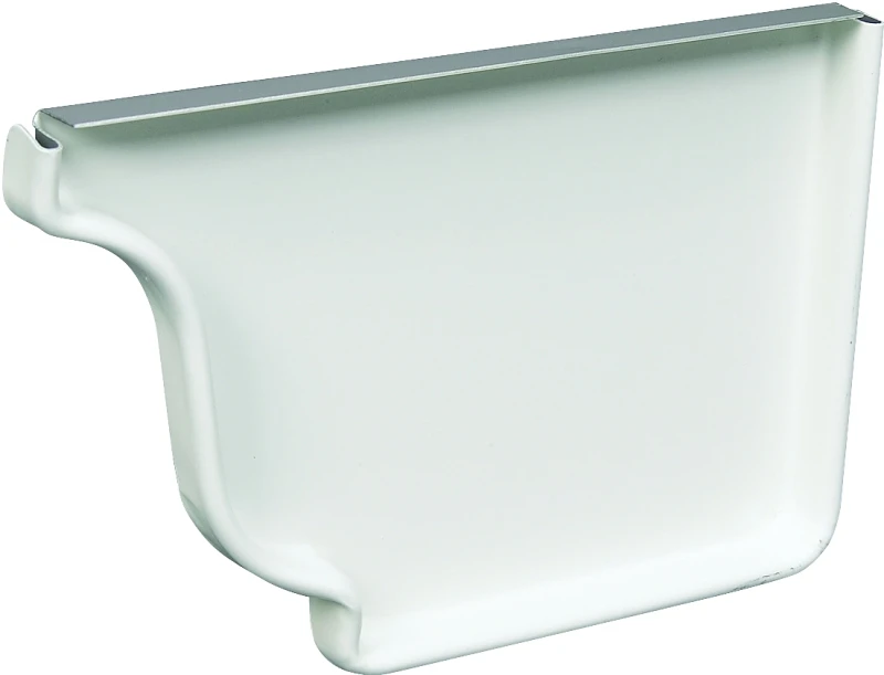 5-inch White Aluminum Right Gutter End Cap For K-style Systems