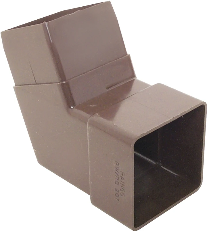 Brown Vinyl Gutter Downspout Elbow, 2.25 In. H X 2.25 In. W X 4.25 In. L