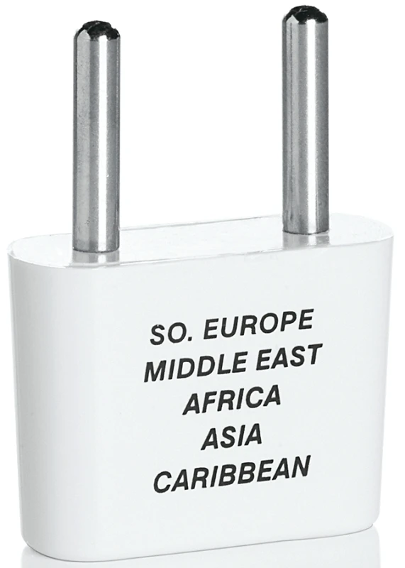 2-blade Thin Pin Foreign Adapter Plug For Europe, Africa, Middle East, Asia