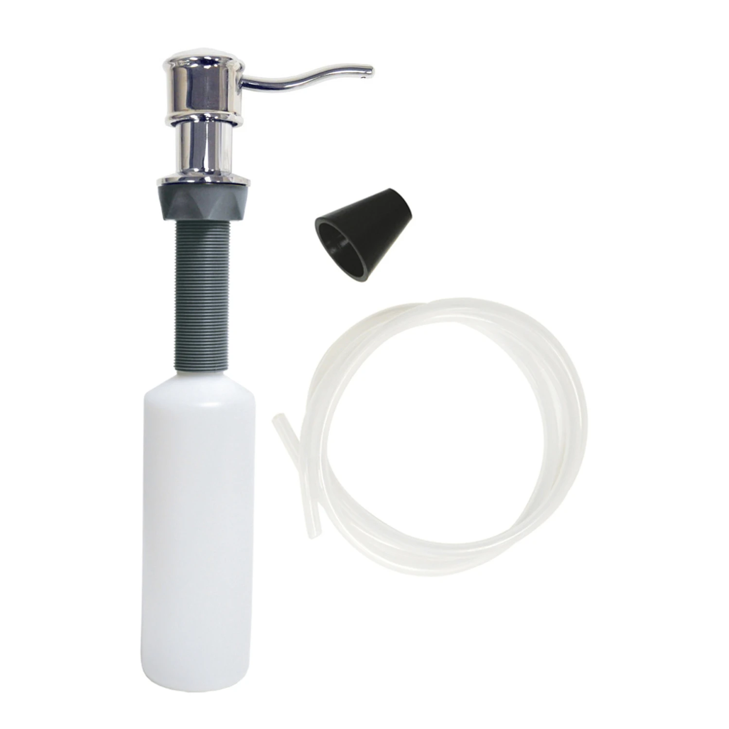 Chrome Metal Lotion And Soap Dispenser With Curved Nozzle And 48 In. Hose