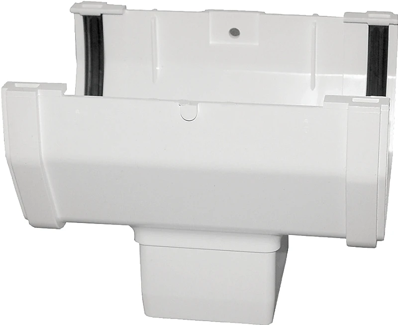5 In. H X 5 In. W X 6.4 In. L White Vinyl Gutter Drop Outlet