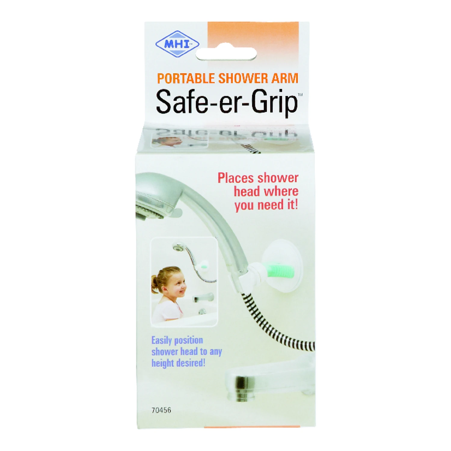 Portable White Shower Arm Mount With Suction Cup - Model 70456