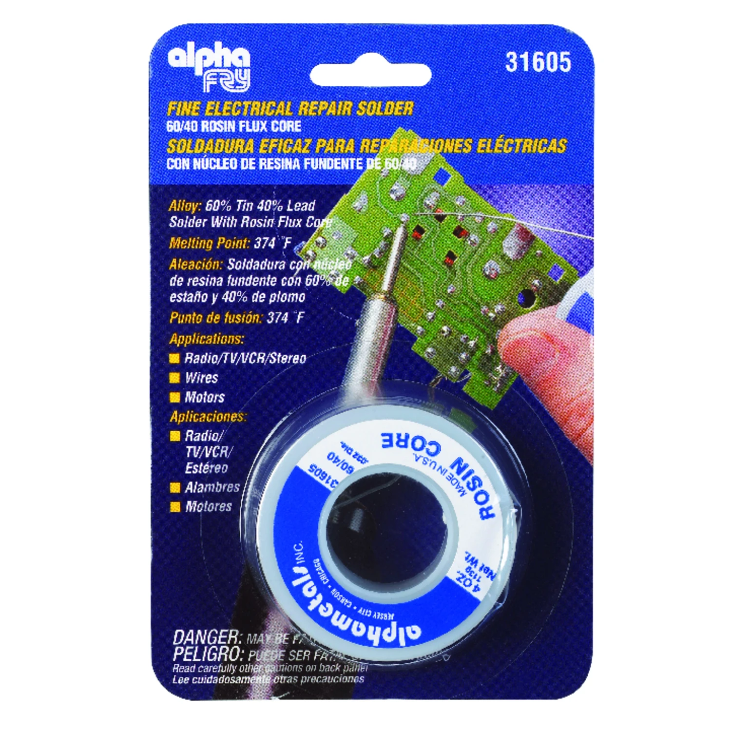 4 Oz Rosin Core Solder Wire 0.03 In. Diameter Tin/lead 60/40