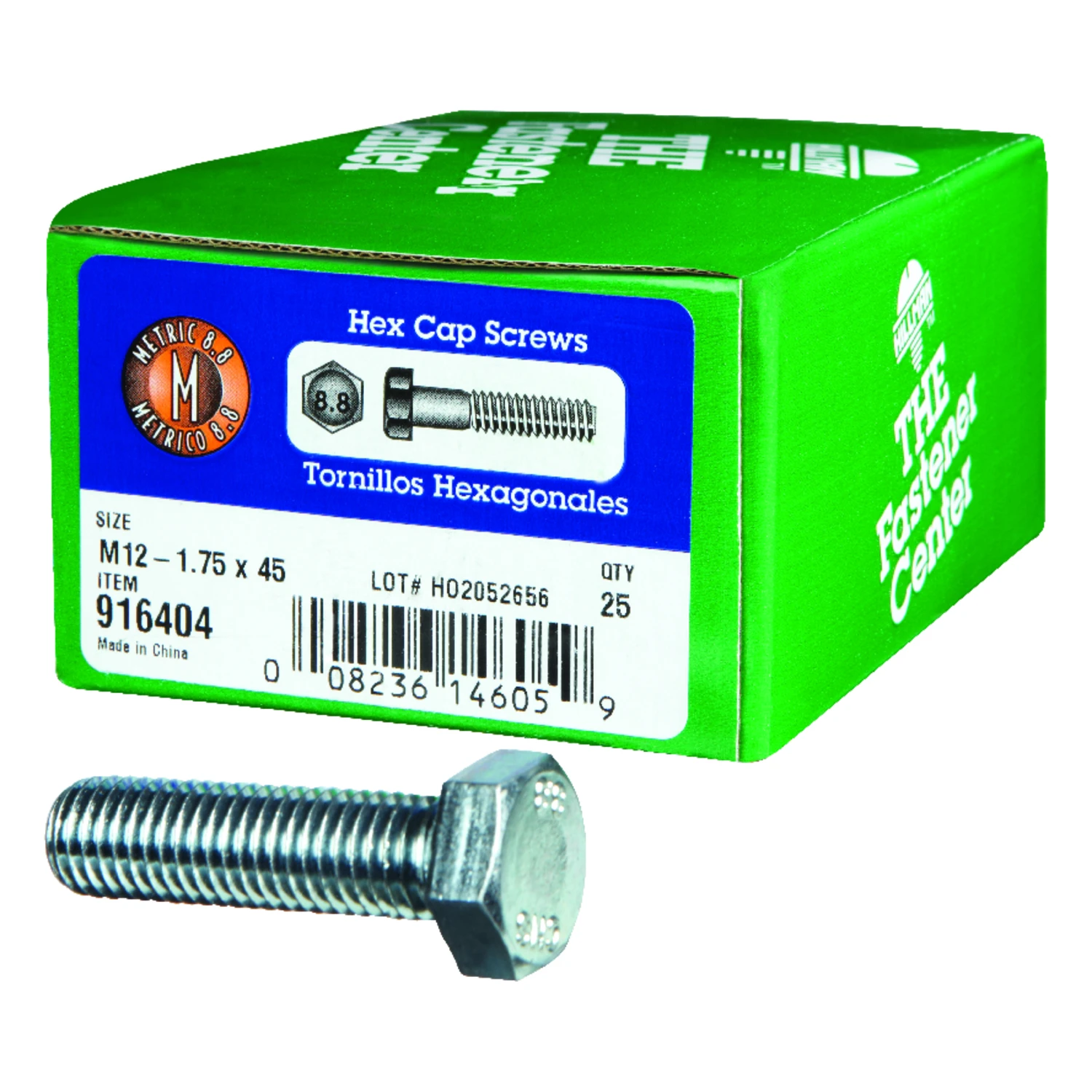 Hillman M12-1.75 mm Dia. x 45 mm L Heat Treated Steel Hex Head Cap Screw 25 pk
