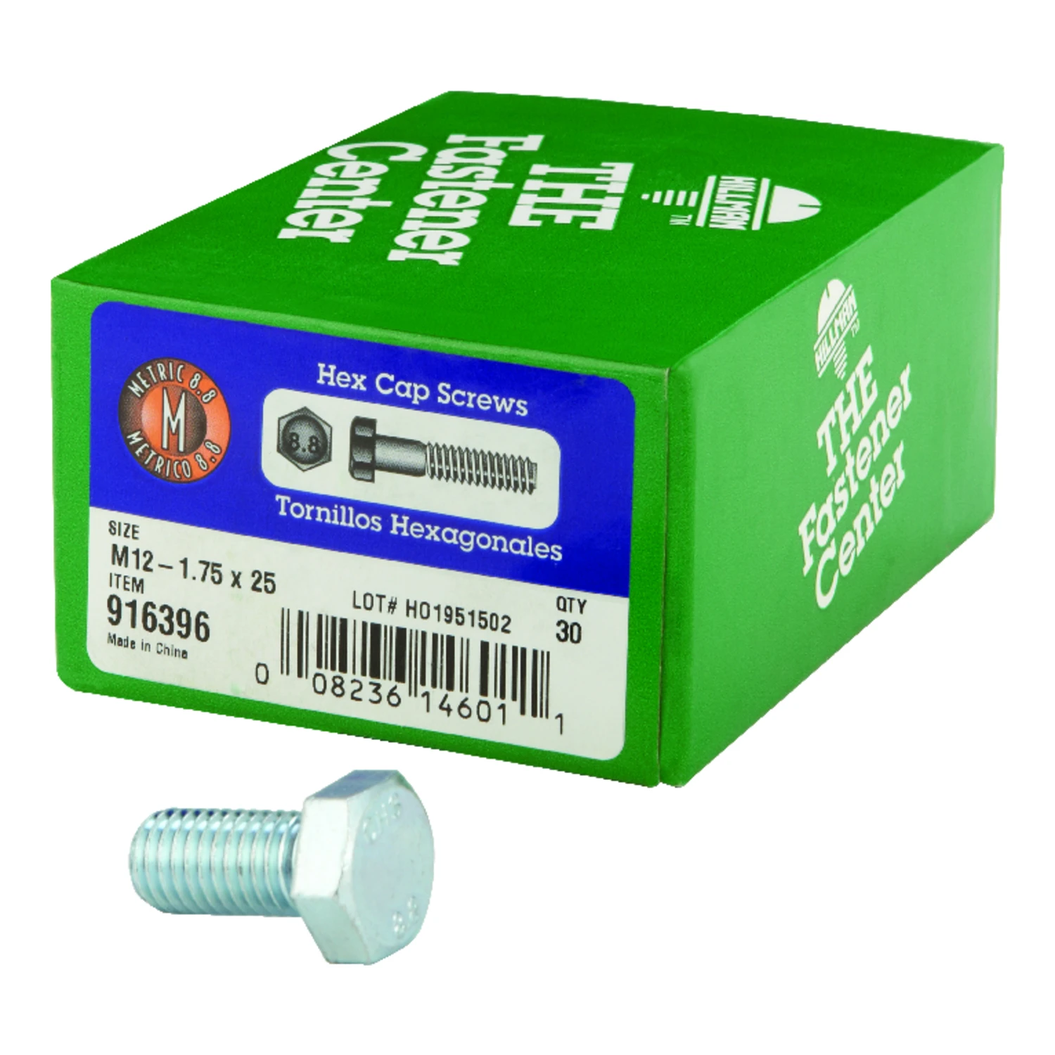 Hillman M12-1.75 mm Dia. x 25 mm L Heat Treated Steel Hex Head Cap Screw 30 pk