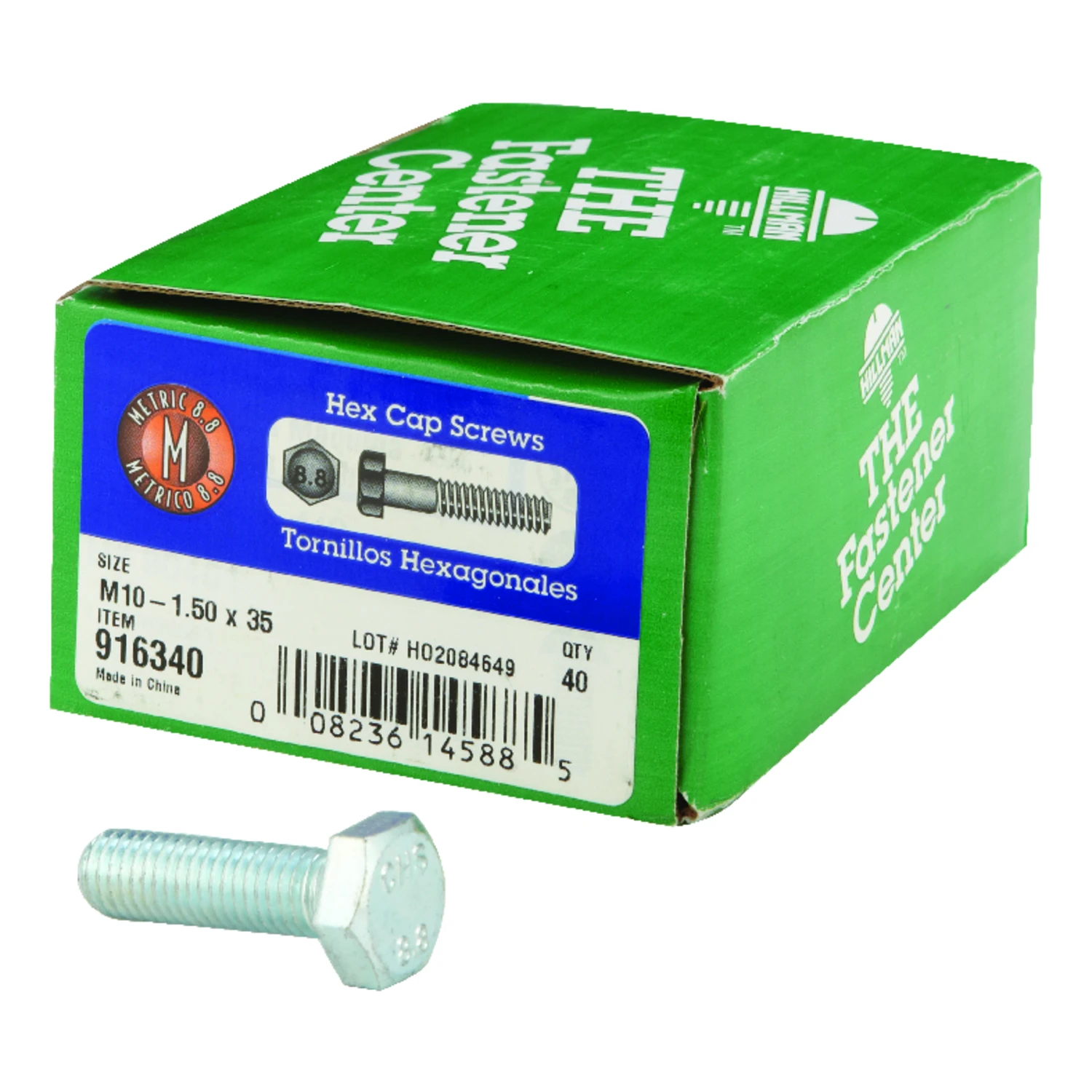 Hillman M10-1.50 mm Dia. x 35 mm L Heat Treated Steel Hex Head Cap Screw 40 pk