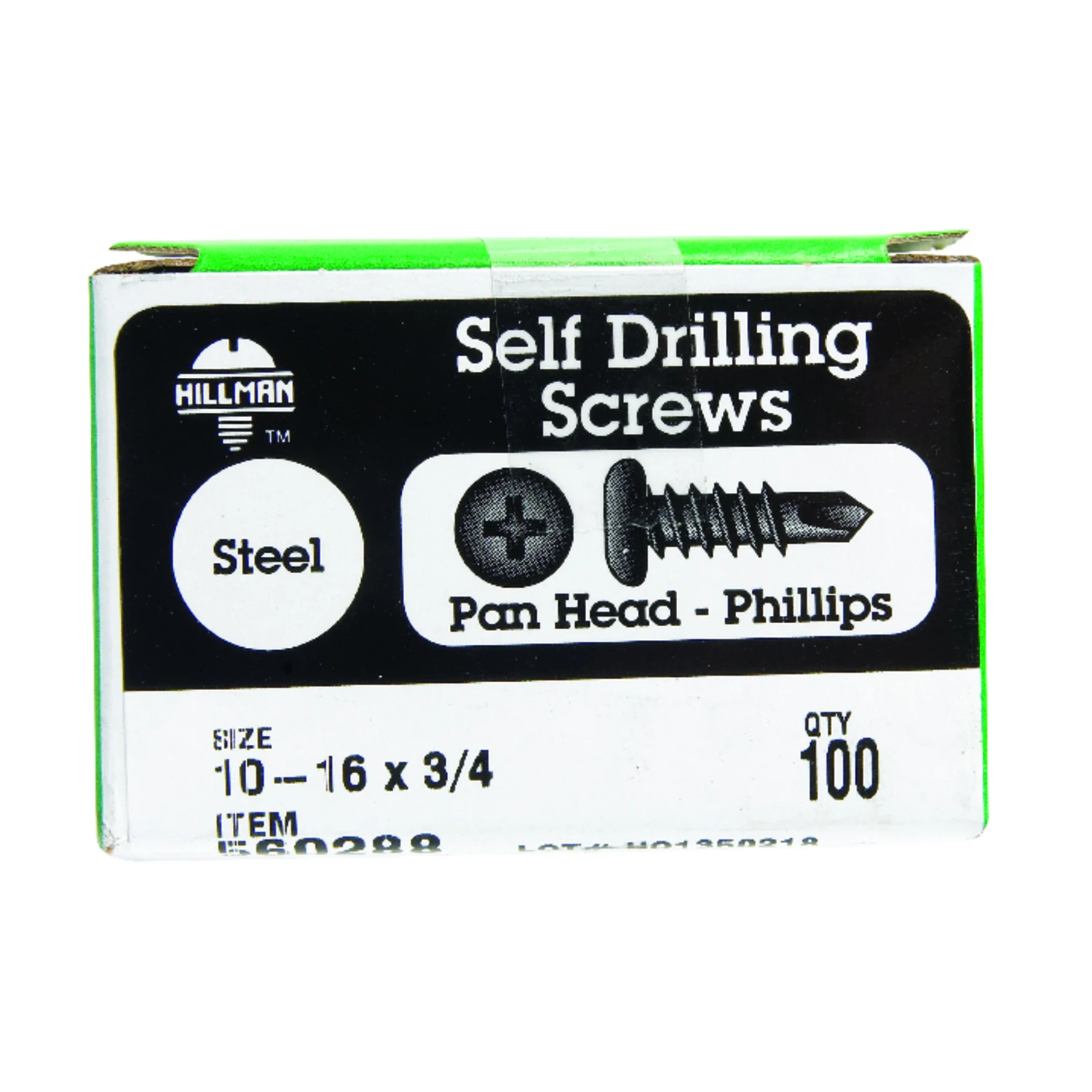 HILLMAN No. 10-16 Ga. X 3/4 in. L Phillips Pan Head Self-Drilling Screws 100 pk