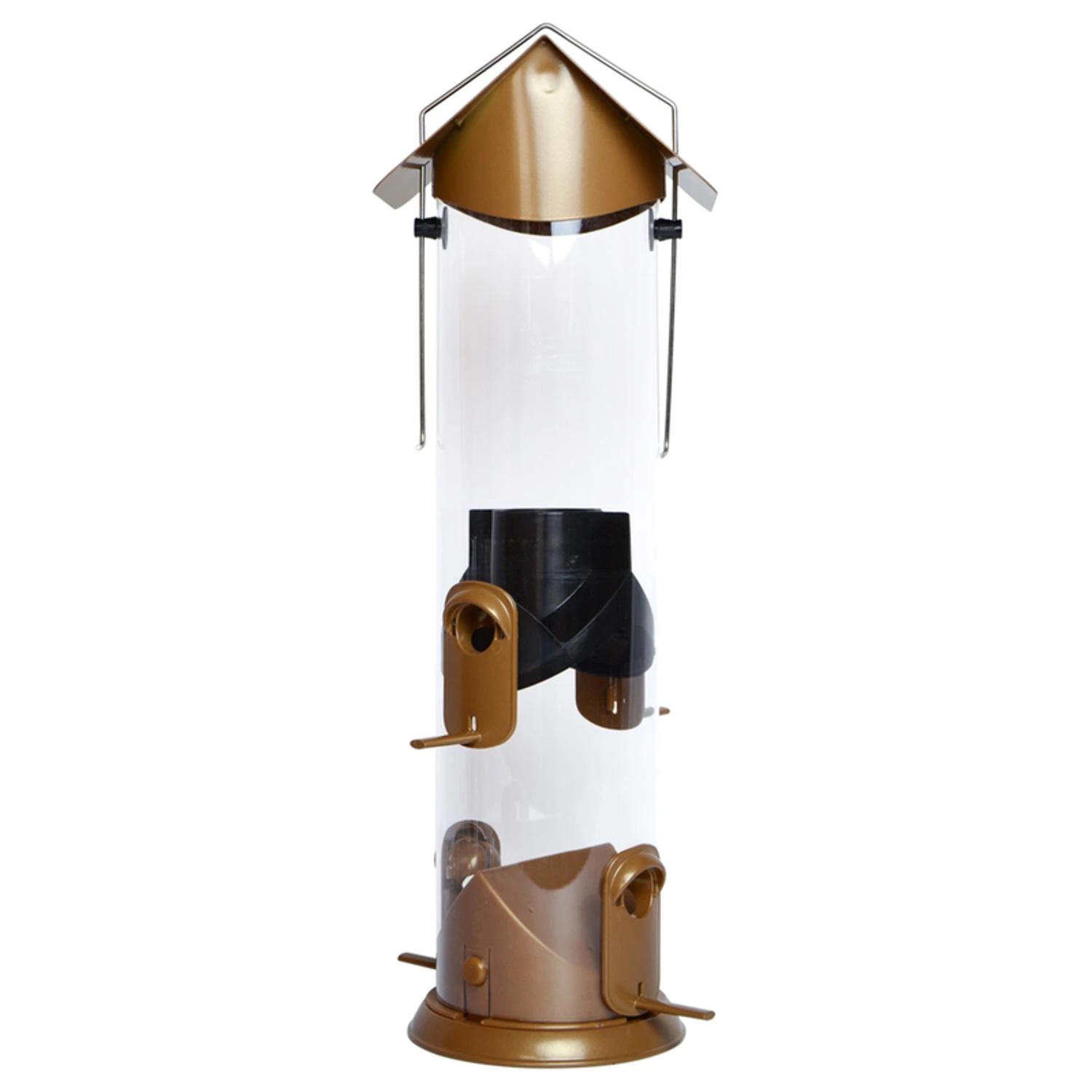 Wide Deluxe 3 Qt Metal/plastic Tube Bird Feeder With 4 Ports