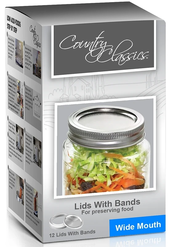 Country Classics Wide Mouth Canning Jar Lids & Bands (12-Count)