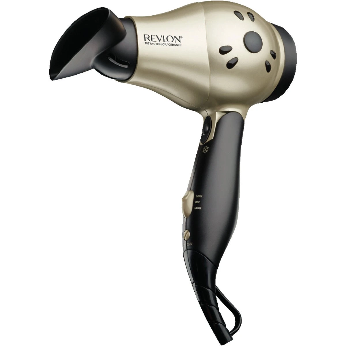 Perfect Heat 1875w Gold/black Travel Hair Dryer With Folding Handle