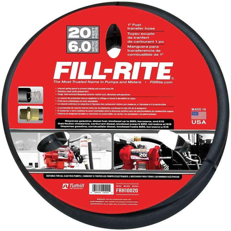 1-inch X 20-foot Rubber Fuel Pump Hose With Static Wire And Spring Guards